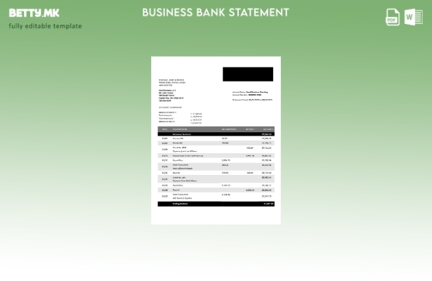 Модерен стил Извод на цврста сметка на банка Ал Етихад Шаблон Word и PDF